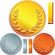 vector set of gold, silver and bronze coins