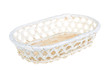 Wickerwork empty yellow breadbasket on white background