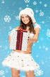 santa helper girl in lingerie with gift box