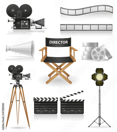 Vector: set icons cinematography cinema and movie vector illustration set icons cinematography cinema and movie vector illustration