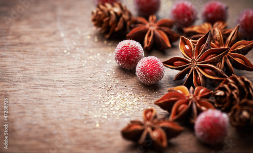 Photo: Rustic christmas decoration with star anise Rustic christmas decoration with star anise