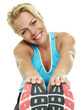 Blond atletic woman has fun to exercise