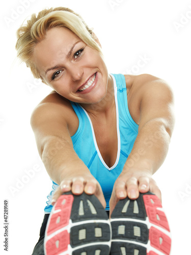 Photo: Blond atletic woman has fun to exercise Blond atletic woman has fun to exercise