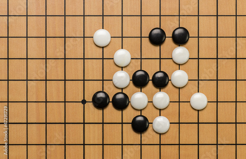 Photo: Spielsteine auf einem Go Brett Spielsteine auf einem Go Brett
