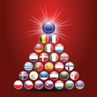 albero di natale con bandiere