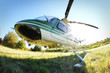 Einsatzbereiter Hubschrauber im Gegenlicht