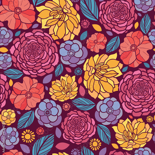 Vector: Vector colorful abstract summer flowers elegant seamless pattern Vector colorful abstract summer flowers elegant seamless pattern