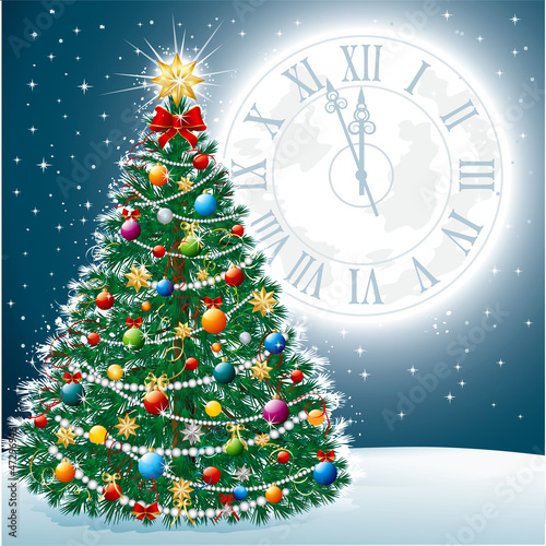 Vector: Christmas Tree & New Year Time Christmas Tree & New Year Time