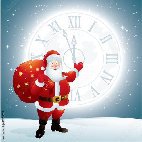 Vector: Santa Claus & New Year Time Santa Claus & New Year Time