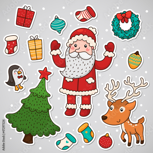 Vector: Christmas and new year stickers Christmas and new year stickers