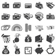 Set of money icons -Silhouettes