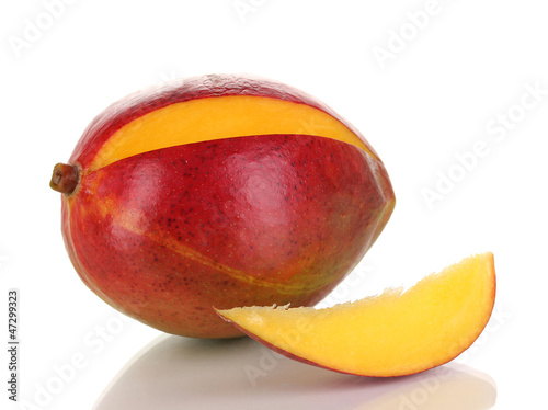 Photo: Ripe appetizing mango isolated on white Ripe appetizing mango isolated on white