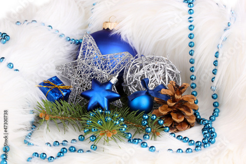 Photo: Christmas decoration in white fur Christmas decoration in white fur