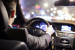 man driving car