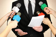 Conference meeting microphones and businessman