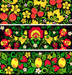 Set of seamless patterns in traditional russian style Hohloma