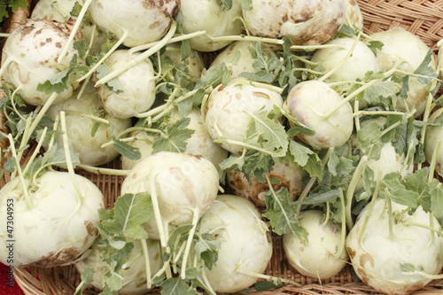 Photo: Green Kohlrabi Basket Display Green Kohlrabi Basket Display