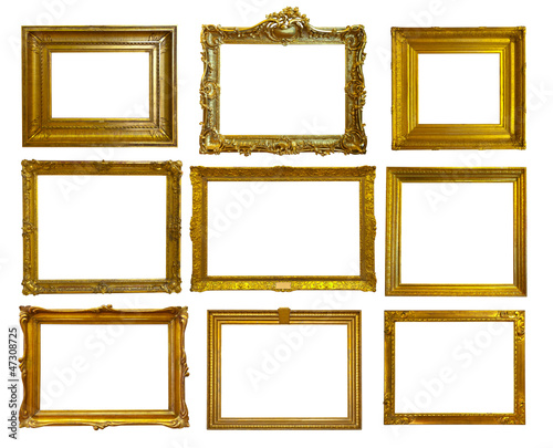 Photo: Set of gold picture frames. Set of gold picture frames.