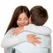 Embracing couple hugging happy