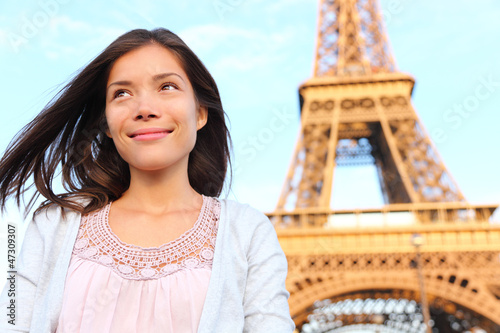 Photo: Eiffel tower Paris tourist woman Eiffel tower Paris tourist woman