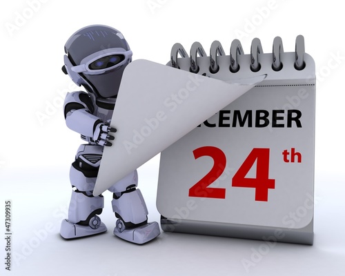 Illustration: robot with a calender robot with a calender