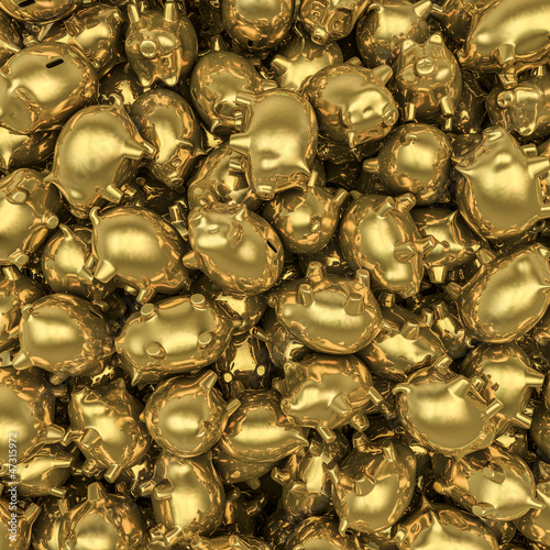 Illustration: Gold piggybanks Gold piggybanks