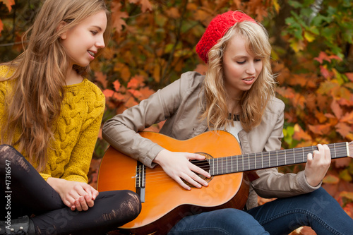 Photo: Playing guitar in the forest Playing guitar in the forest
