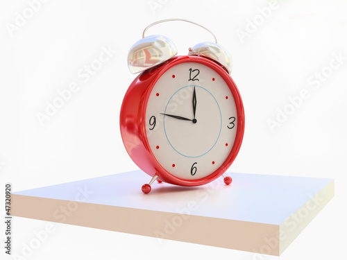 Illustration: Red Vintage Alarm Clock in 3D Red Vintage Alarm Clock in 3D