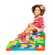 Dark skinned girl and toy blocks