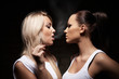 Photo: Beautiful woman exhaling smoke into face brunette Beautiful woman exhaling smoke into face brunette