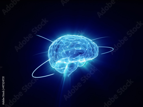 Illustration: Human brain activity, 3D concept rendering Human brain activity, 3D concept rendering