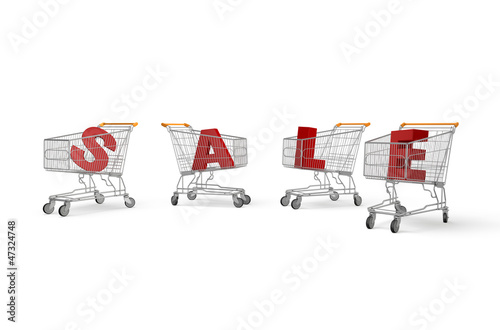 Illustration: Carts forming sale sign Carts forming sale sign