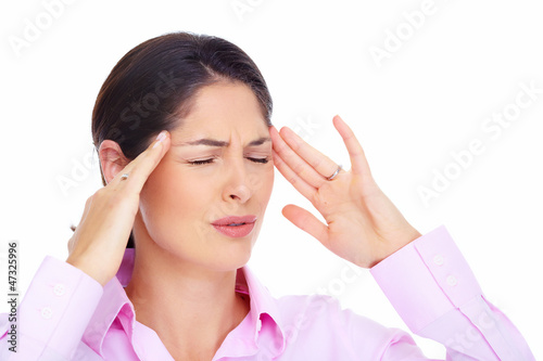 Photo: Young woman with headache. Young woman with headache.