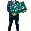Business man holding board on the background, JOB Search