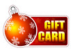 gift card label with christmas ball and snowflakes