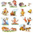 Funny kids on a white background. Child s picture book