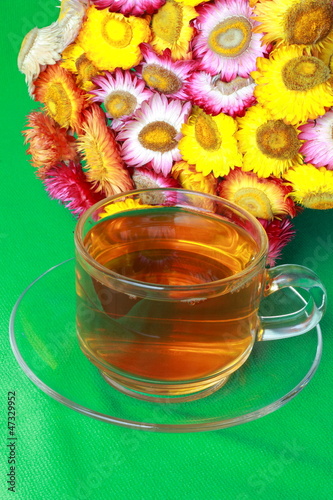 Photo: Paper flower with hot tea Paper flower with hot tea
