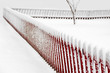 Red fence in winter