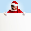 santa girl with a blank banner