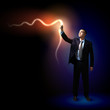 Businessman with light shining