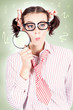 Nerdy School Girl Student With Education Question