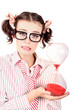 Isolated Business Person With Hourglass Time Clock