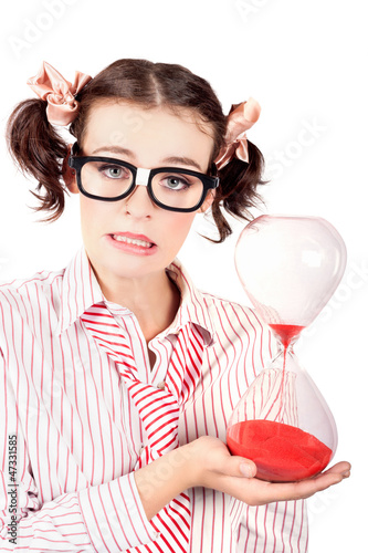 Photo: Isolated Business Person With Hourglass Time Clock Isolated Business Person With Hourglass Time Clock
