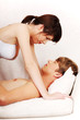 Young caucasian couple in bed