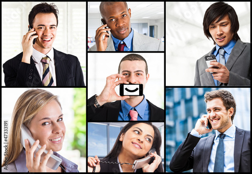 Photo: Peoople using telephones Peoople using telephones