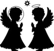 Cute angels silhouettes set