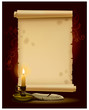 Old parchment with a light
