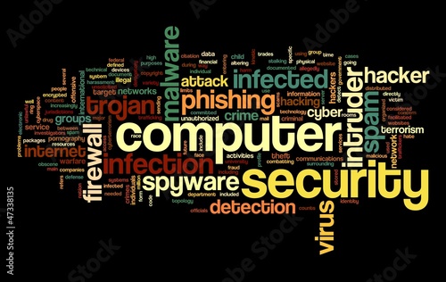 Illustration: Computer security concept in tag cloud Computer security concept in tag cloud