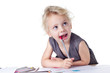 Photo: Little girl drawing pictures Little girl drawing pictures