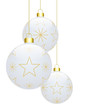 Trois boules de Noël blanches étoilées